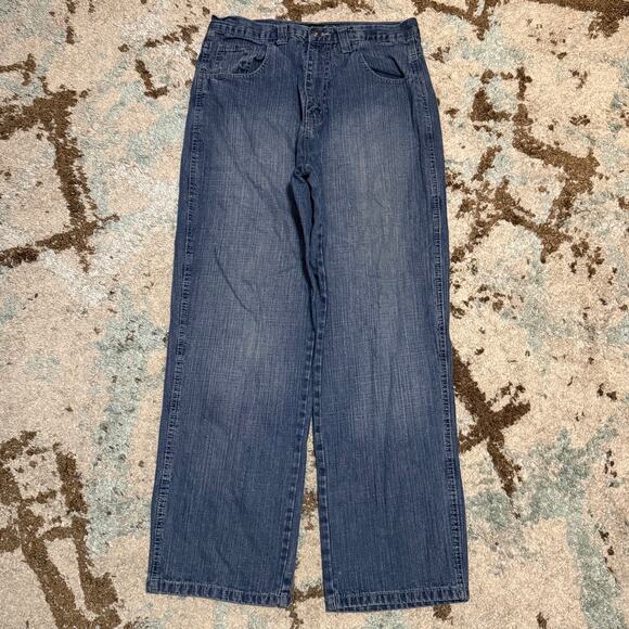 Vintage Dodeca Baggy Jeans Size 33x32 Wide Leg Y2K Southpole Style Light Wash - Picture 2 of 5